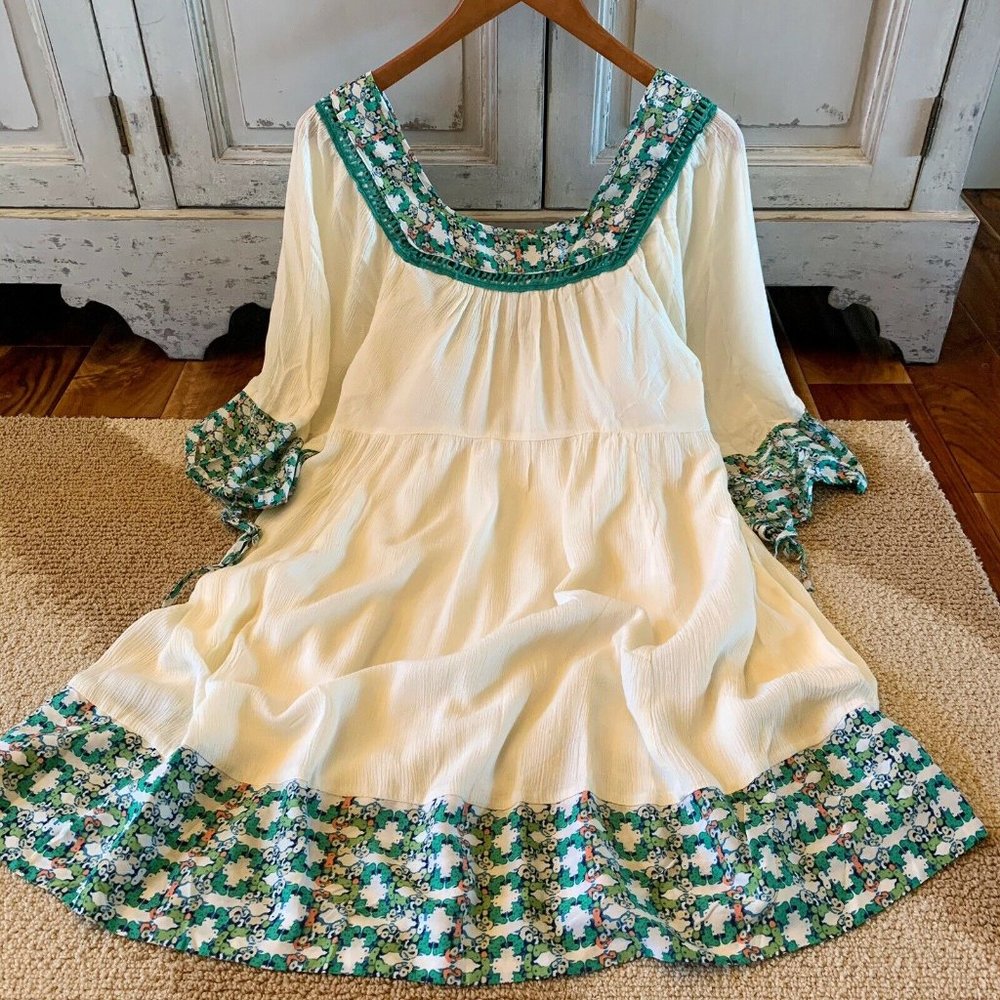New Boho Floral Trim Summer Party Weekend Dress - Picture 4 of 5